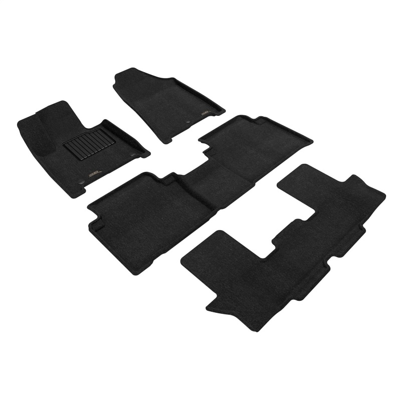 Hyundai Santa Fe Floor Mat Set - Front Rear and Third Row - 3D MAXpider - Elegant Series - Black - `24-`26